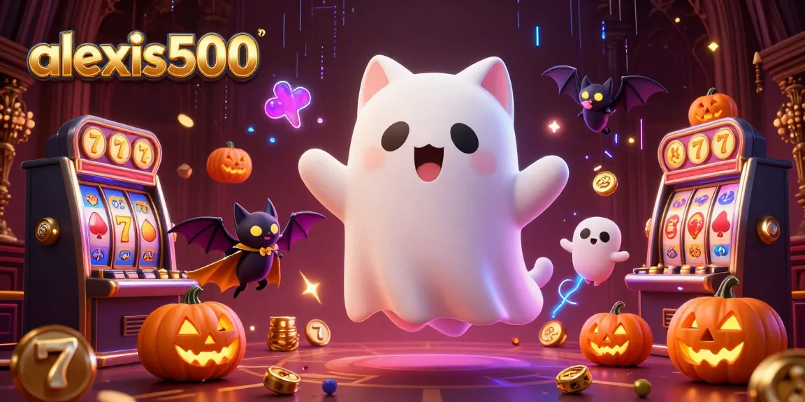 Play thrilling slot games with alexis500 featuring a ghost cat and a bat in a haunted casino!
