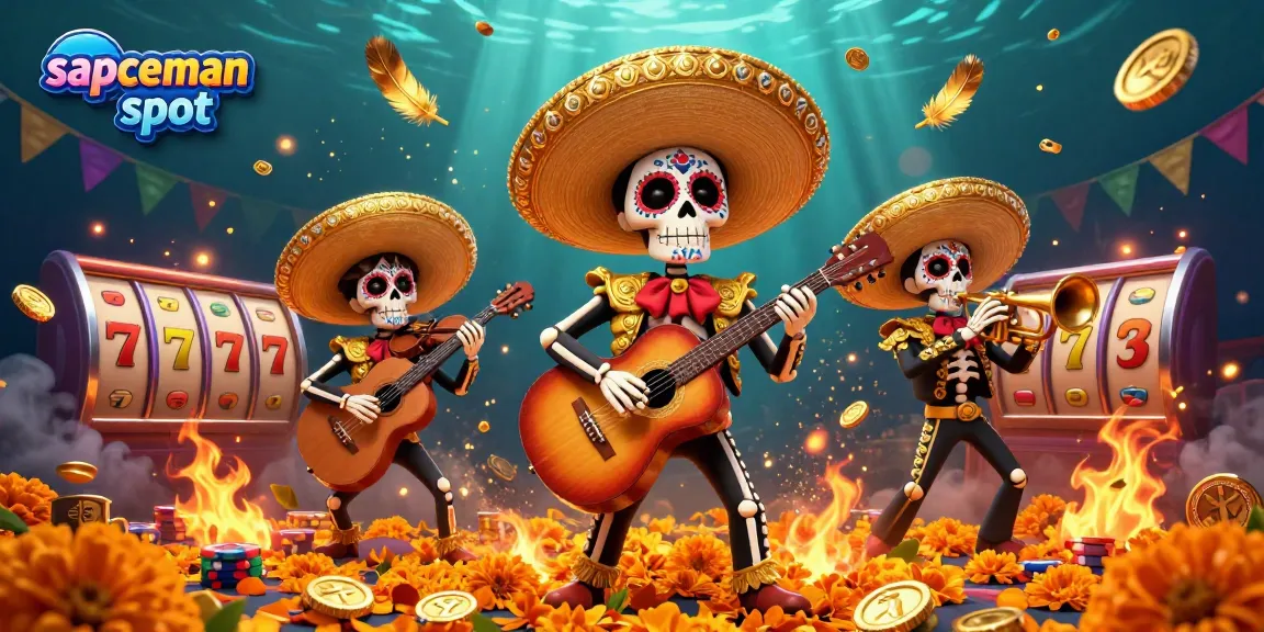 Experience dynamic gaming action at sapceman slot with vibrant mariachi characters and exciting elements surrounding a thrilling casino atmosphere.