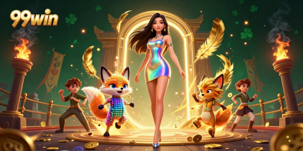 Experience dynamic gaming with 99win in this vibrant 3D casino scene full of excitement.