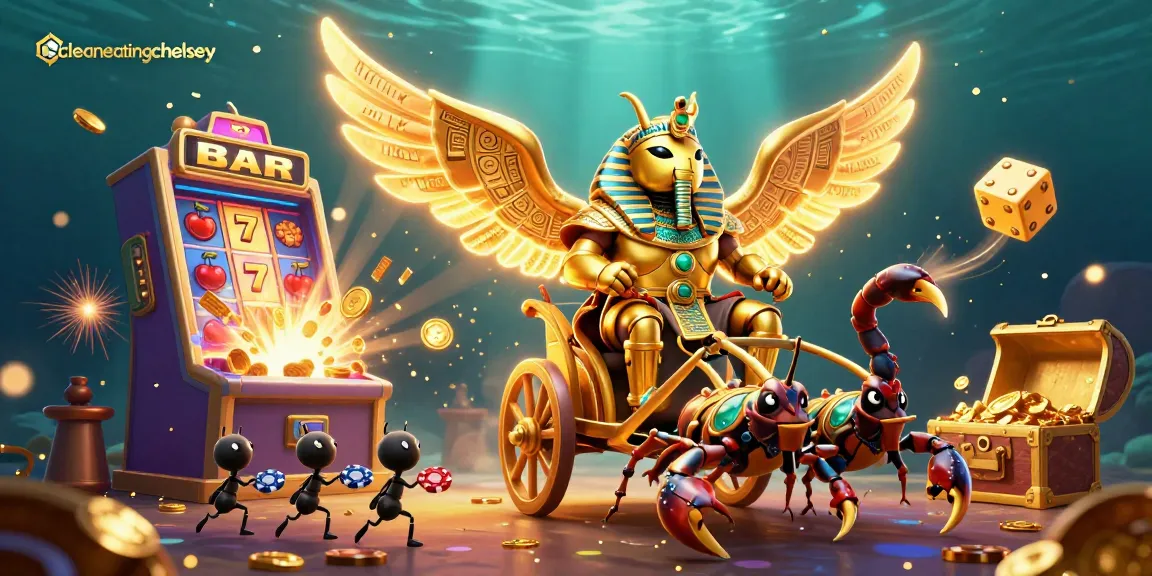 Engage with cleaneatingchelsey through a vibrant 3D casino illustration featuring dynamic characters and exciting gaming elements.