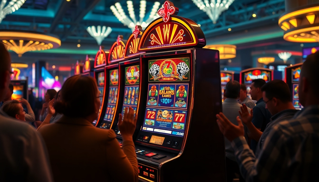 Putaran slot 5k di mesin kasino yang ramai dan penuh warna.