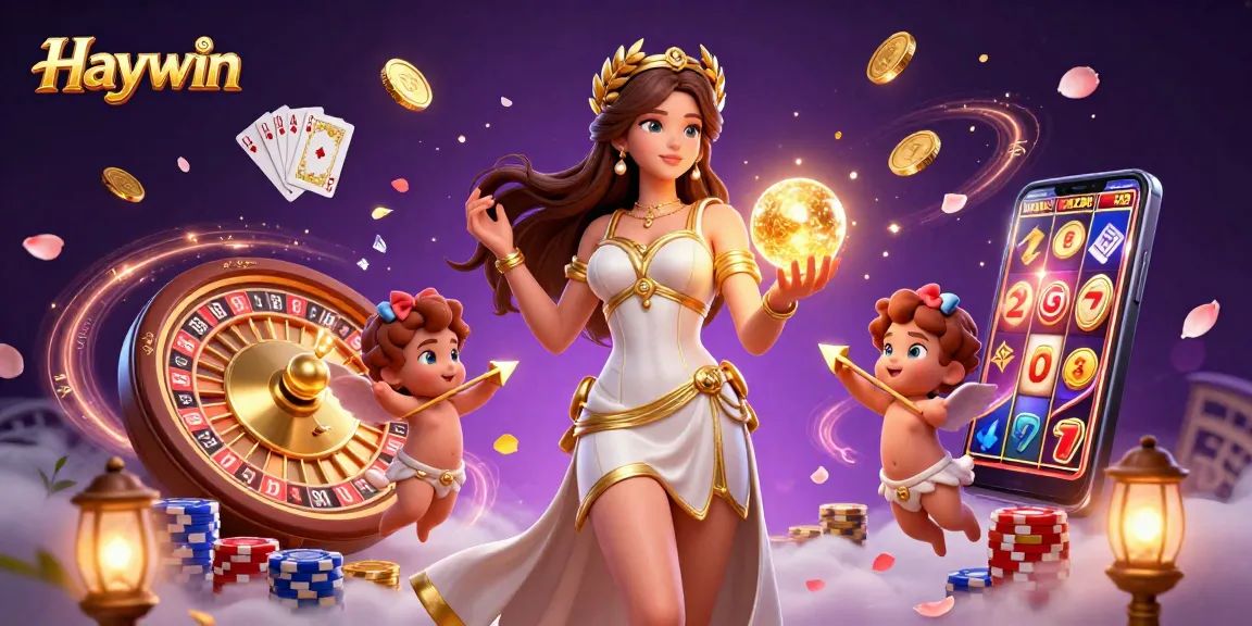 Experience thrilling wins with Haywin's vibrant casino scene, showcasing spinning roulette and cascading coins.