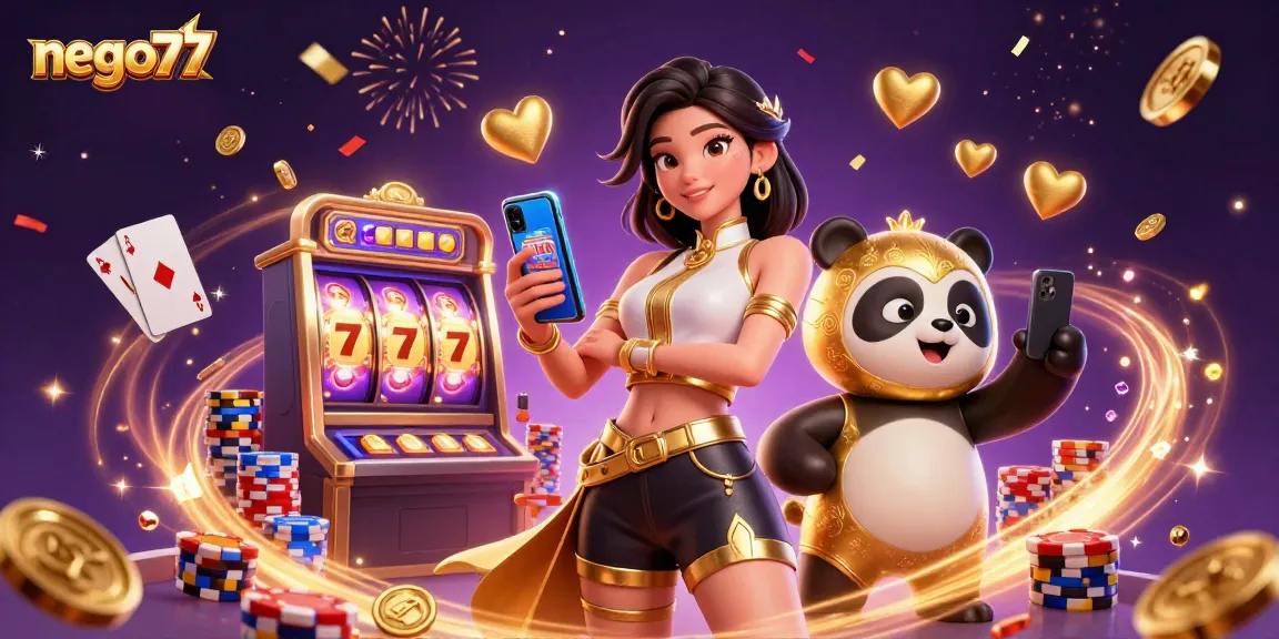 Experience thrilling gameplay at nego77 with a vibrant Asian-themed casino scene.
