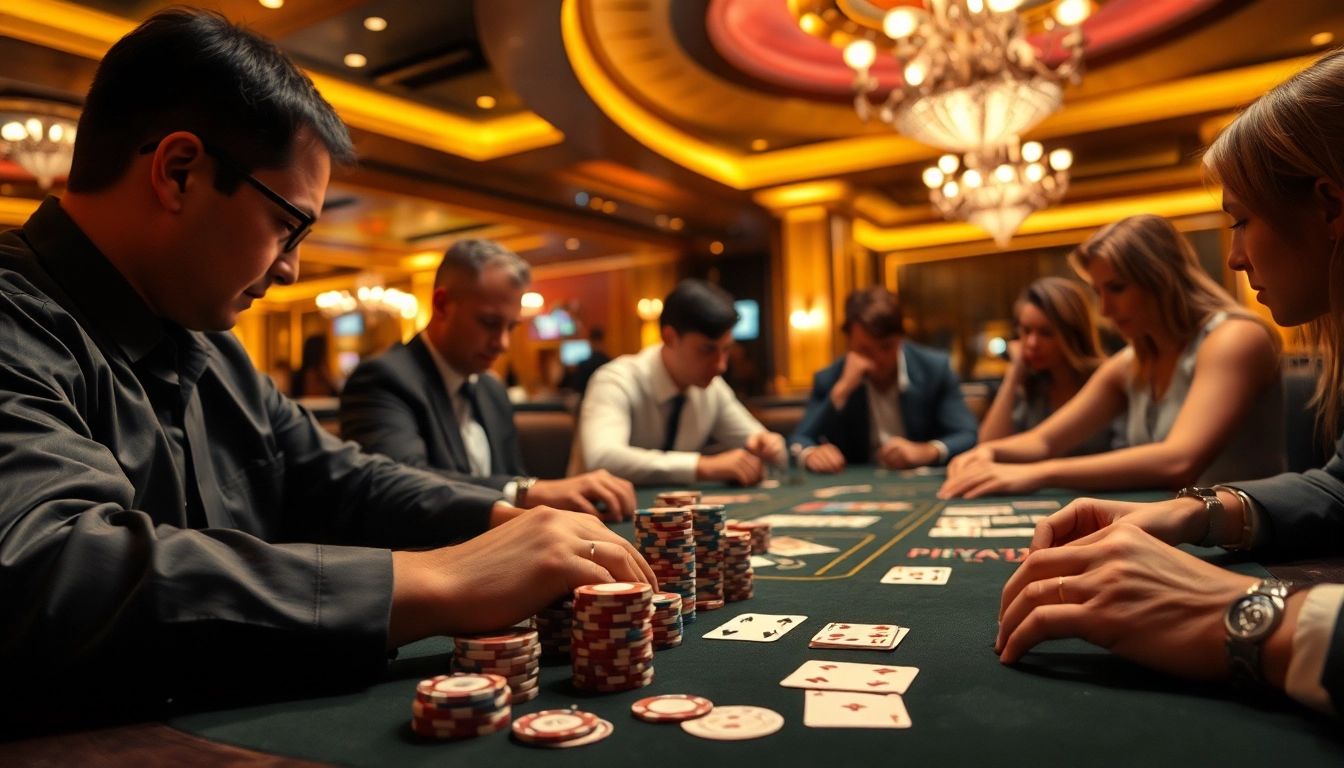 Engaging experience in online gambling Malaysia with poker players immersed in the game.