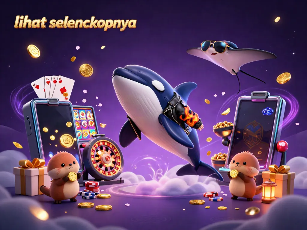 Melihat slot online gacor dengan karakter orca dan ikan pari sambil menikmati koin emas, lihat selengkapnya