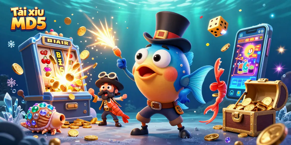 Tài xỉu MD5 players enjoying their luck with glowing coins amidst vibrant 3D casino elements