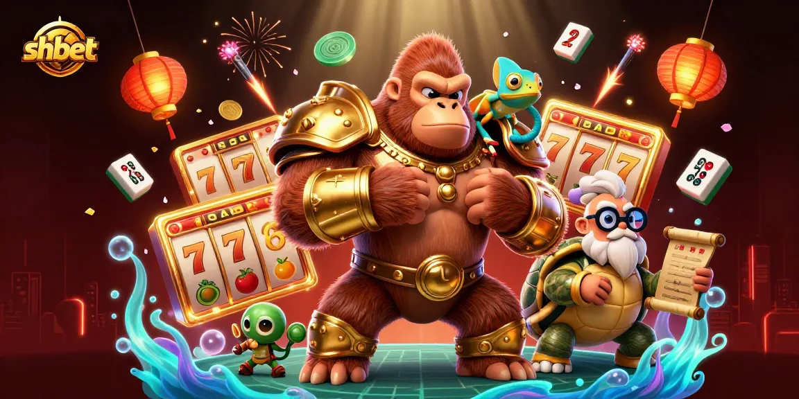 Experience thrilling slots at shbet with a vibrant scene of 3D characters and casino elements.