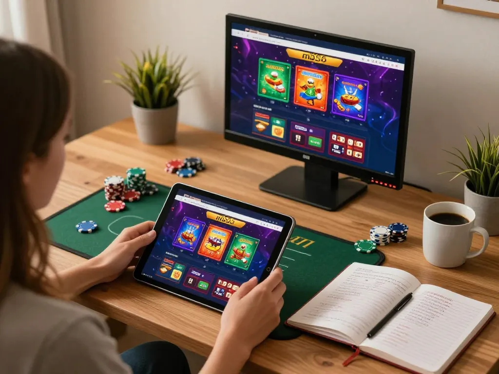 Engaging mb66 online gaming session with personalized betting strategies in a cozy home office