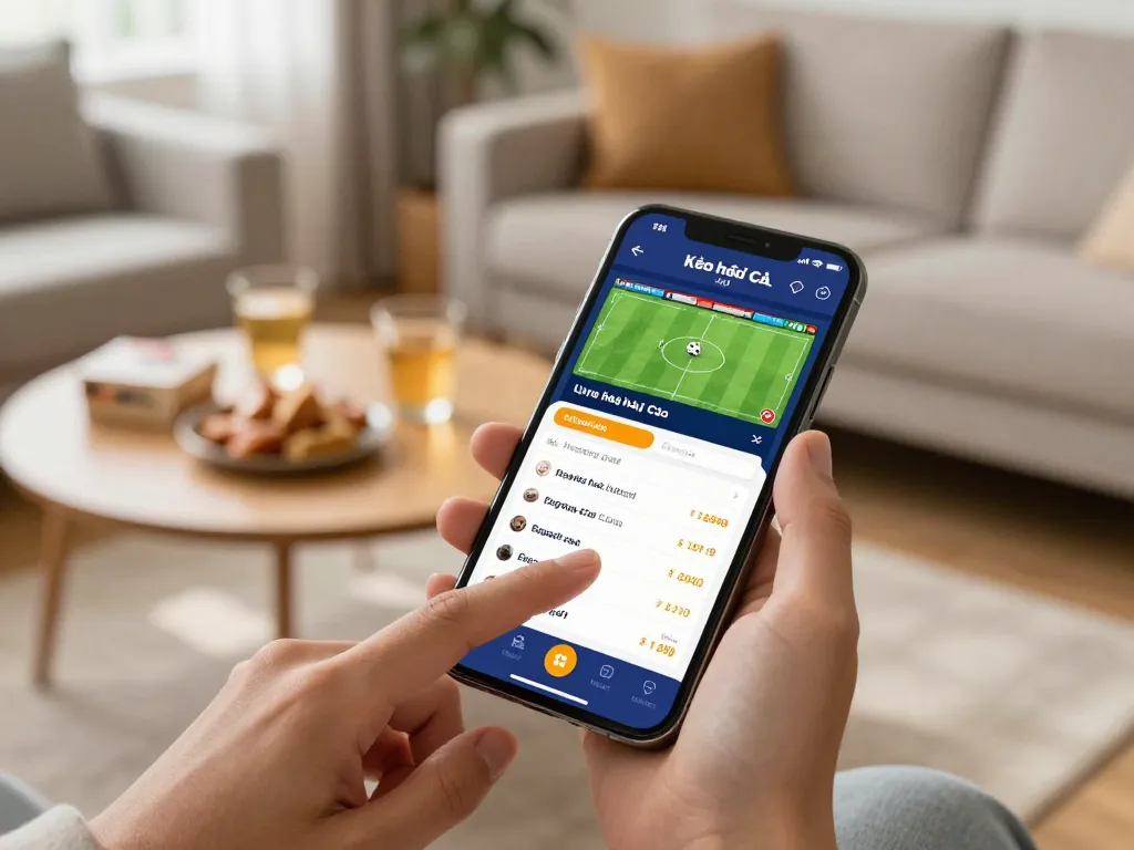 Engaging in kèo nhà cái betting while using a smartphone for live sports wagering at home