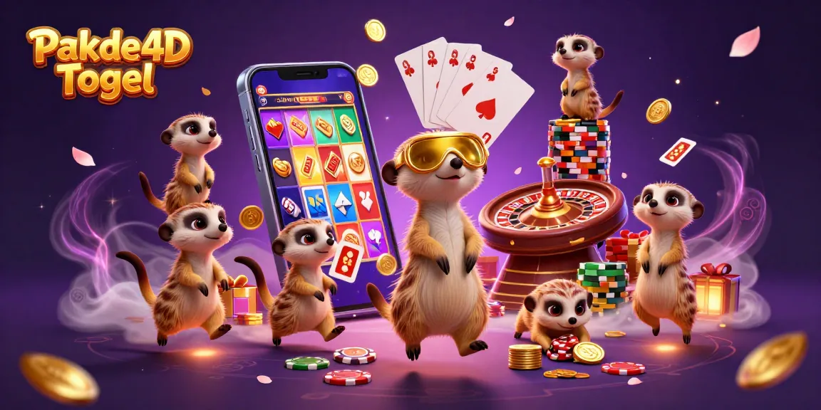 Experience the excitement of Pakde4D Togel with meerkats in a vibrant casino scene.