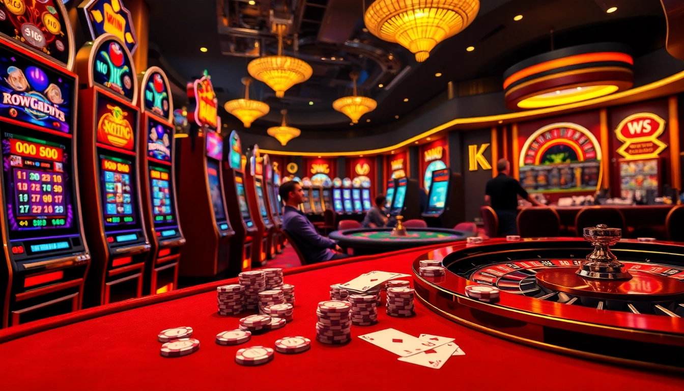 Experience the thrill of slot gacor with vibrant casino scenes featuring players winning on slot machines.