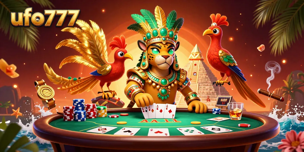Experience the excitement at ufo777 with stunning illustrations of vibrant casino elements.