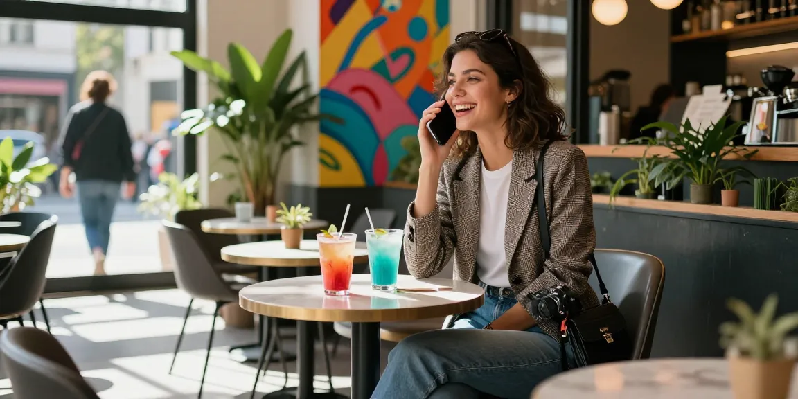 Gái gọi đang trò chuyện vui vẻ tại quán cà phê thời thượng
