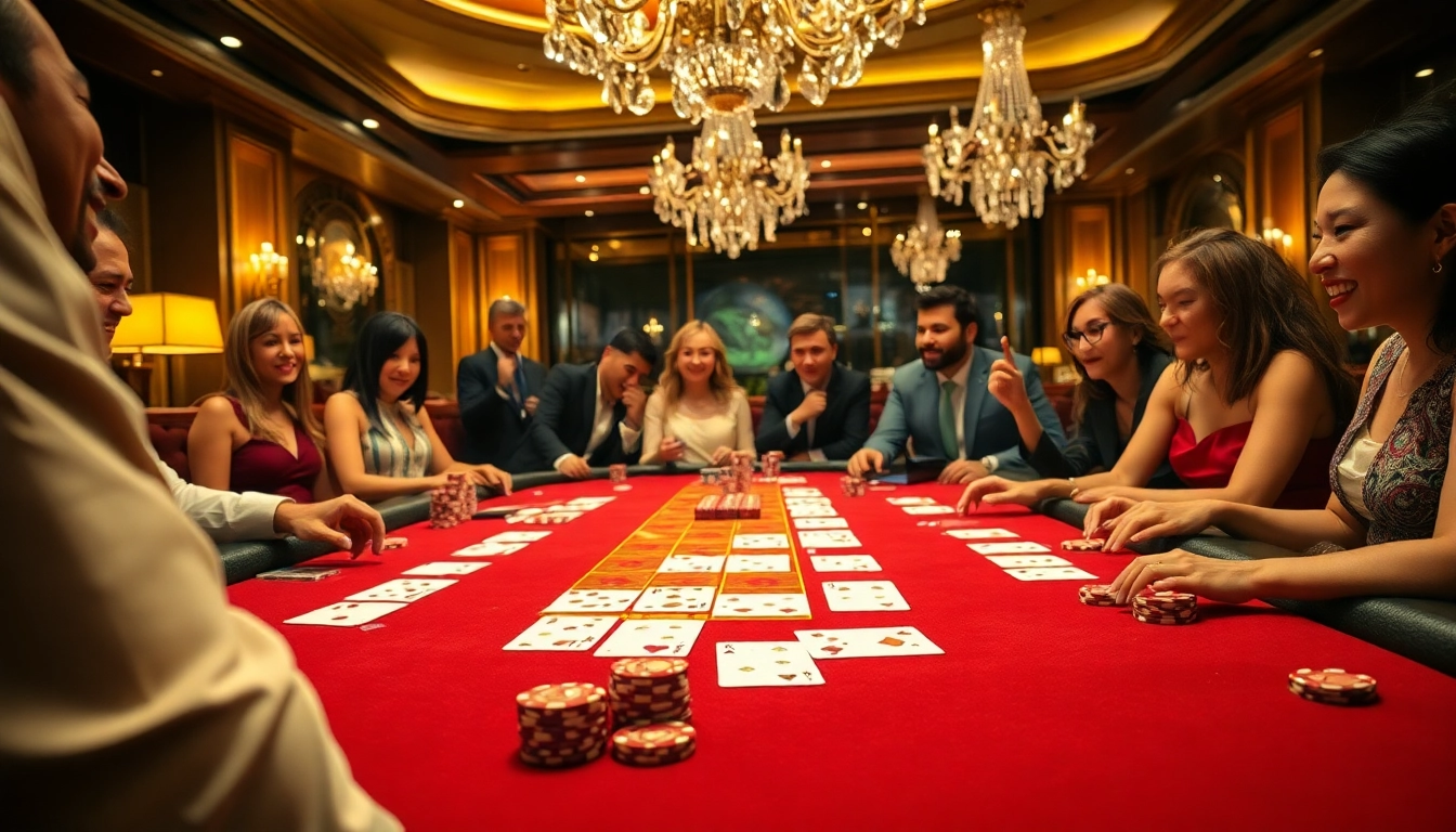 Players experiencing the allure of baccarat within a luxurious casino setting, emphasizing banca excitement.