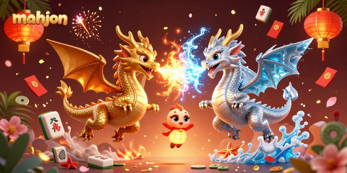 Experience mahjong excitement with fire and ice dragons, glowing lanterns, and 3D tiles.
