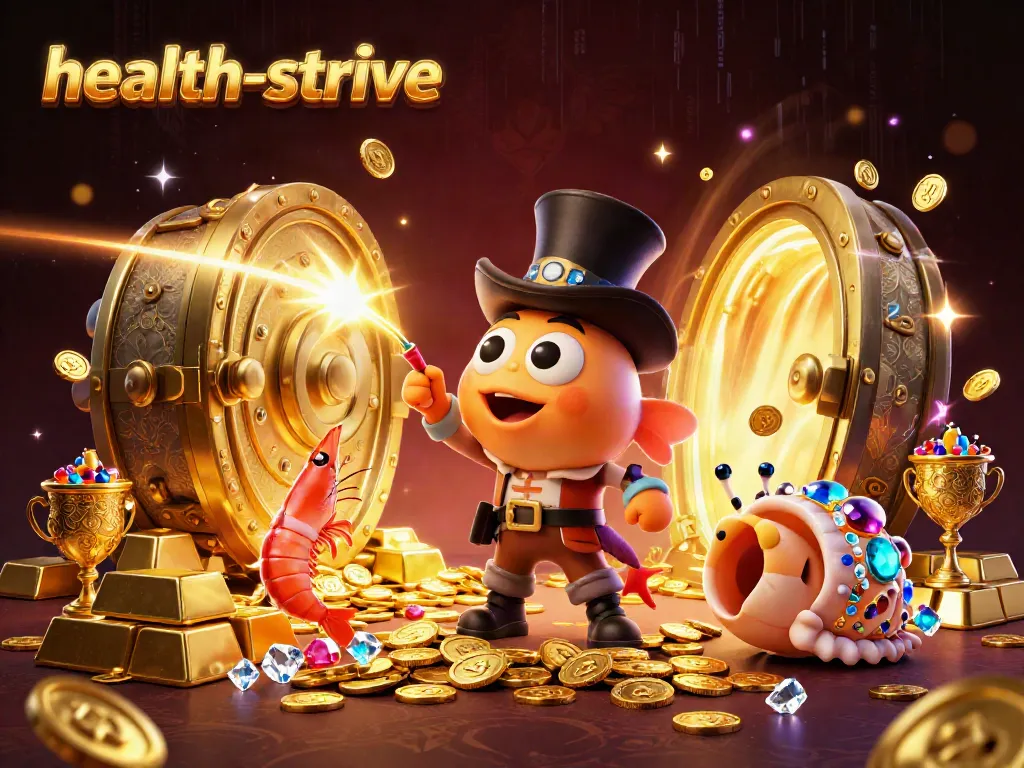 Permainan menguntungkan health-strive dengan karakter menyenangkan dan elemen kasino yang berkilau.