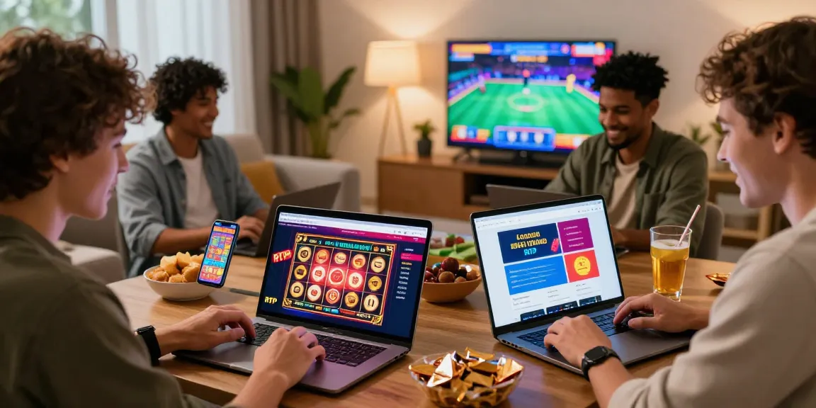 Players exploring new online casino sites on devices, showcasing excitement and community.