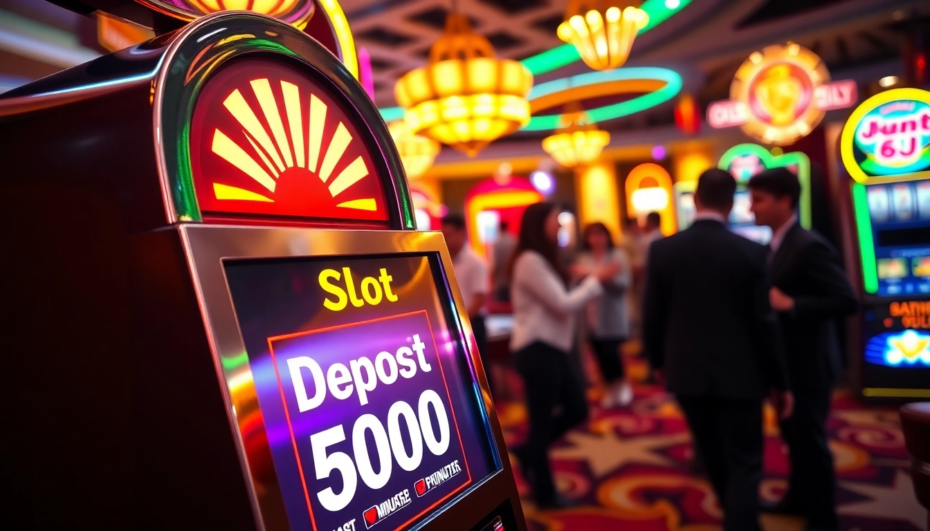 Menggoda pemain dengan Slot deposit 5000 di mesin slot yang berkilauan.