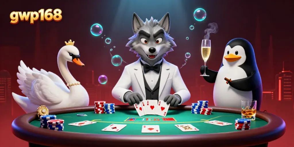 Menggunakan gwp168, bermain baccarat di kasino mewah dengan karakter hewan kartun.
