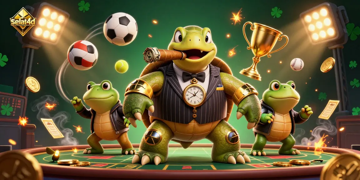 Experience the thrill of selat4d with a vibrant 3D scene, showcasing action-packed sports betting elements.