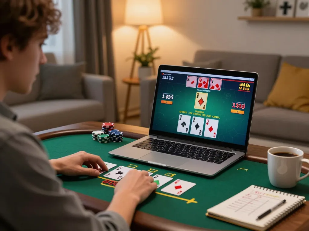 Engaging with live dealer blackjack on laptop, showcasing sc88vn online gambling experience.