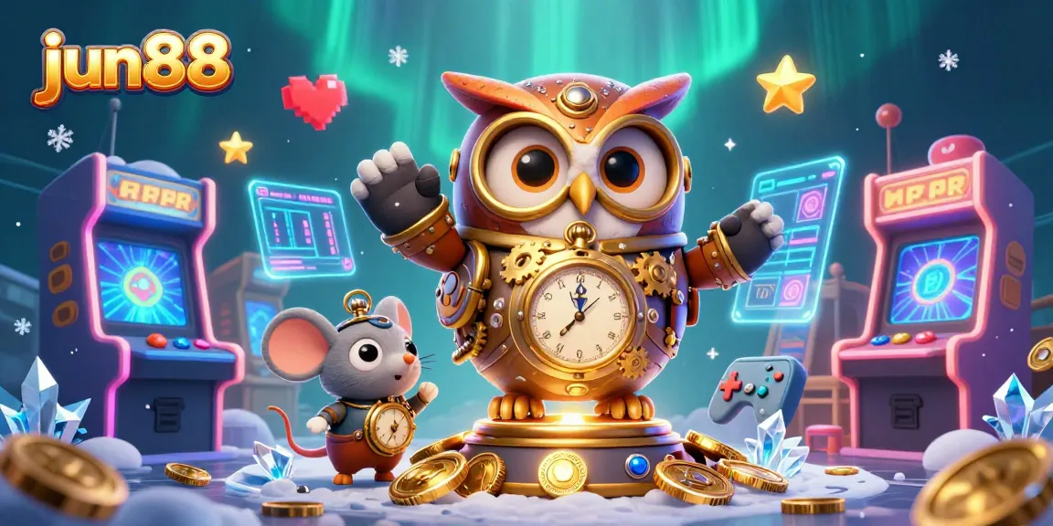Experience the thrill of jun88 with a lively casino scene featuring steampunk characters and vibrant gaming elements.