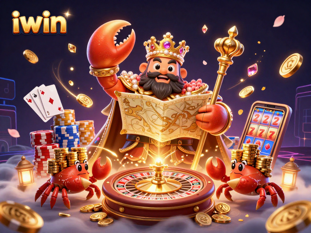 Join the iwin crypto casino adventure with the crab emperor and his treasure map!