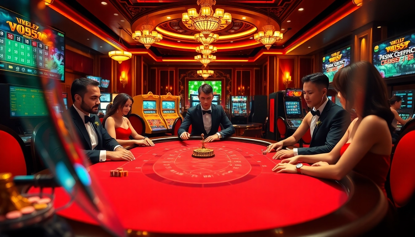 Experience high-stakes poker at mm88 vin with luxurious casino elements and players in action.
