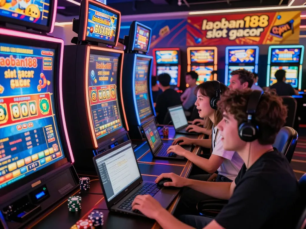 Pemain yang terlibat di kasino online yang vibrant menampilkan slot gacor laoban188, menangkap sensasi permainan digital.