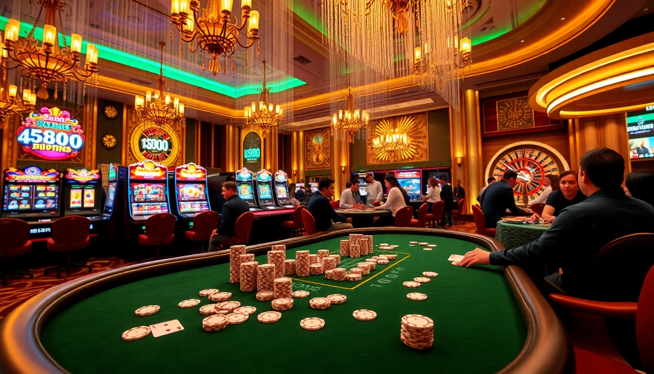 Experience the excitement at U888's luxury casino, showcasing vibrant games and elegant decor.