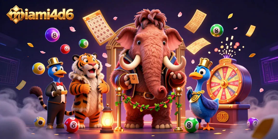 miami4d6 showcases vibrant lottery scenes with a bouncer checking IDs and colorful prizes.