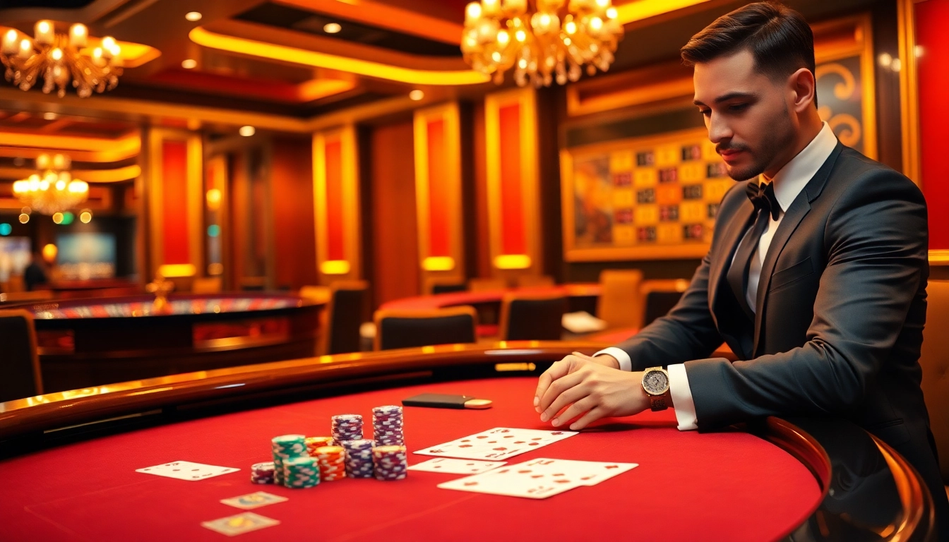 Experience luxury at nh88 casino with a vibrant blackjack table featuring poker chips and cards.