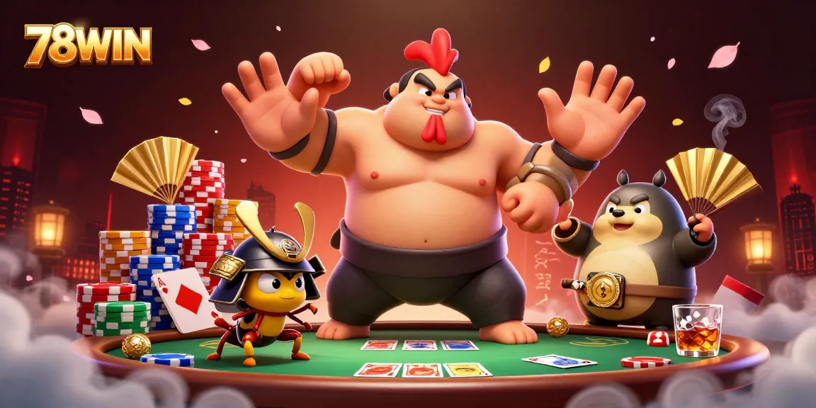 Engage in thrilling action at 78WIN with 3D cartoon characters at a dynamic poker table.