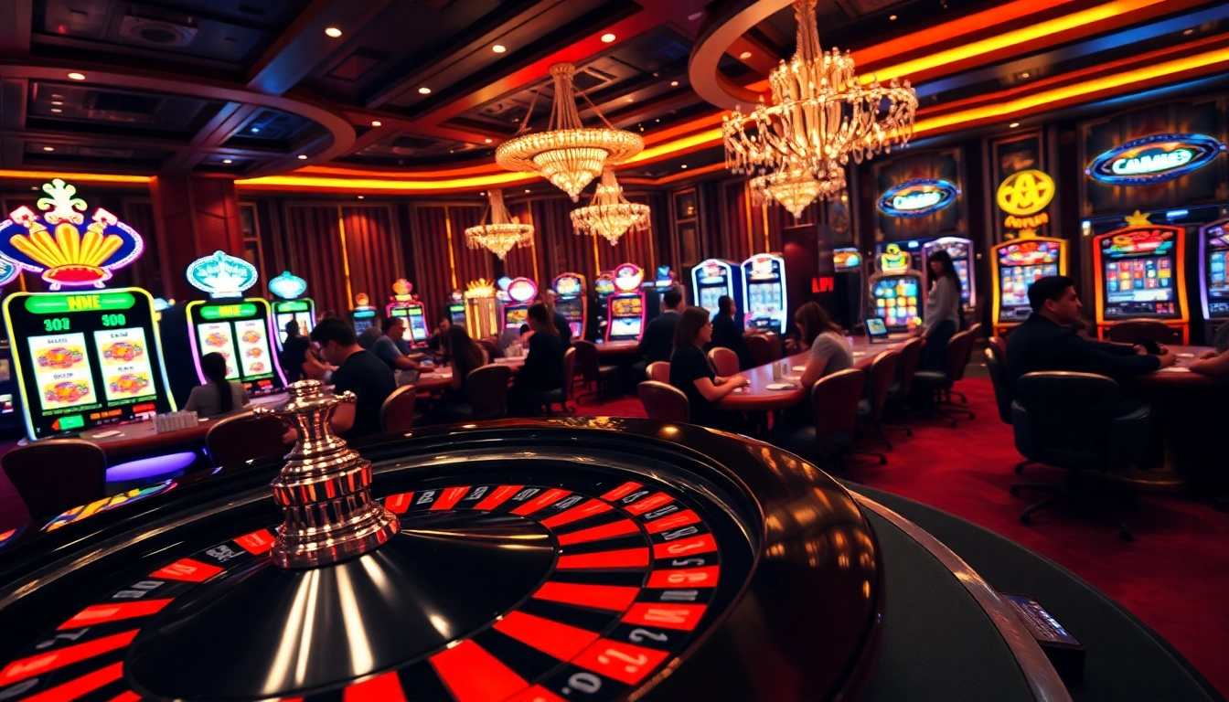 Exciting casino atmosphere at trang chủ 789win with players engaged in games at vibrant tables.