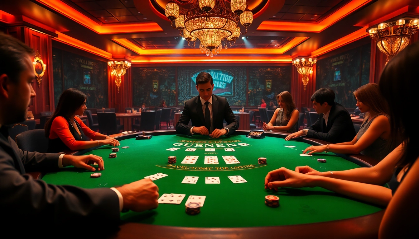 Experience สมัครแบล็คแจ็ค Evolution with engaging live gameplay at a luxurious casino table.