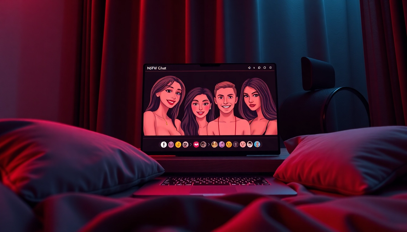 Engaging NSFW AI character chat interface in a cozy, dimly lit room.
