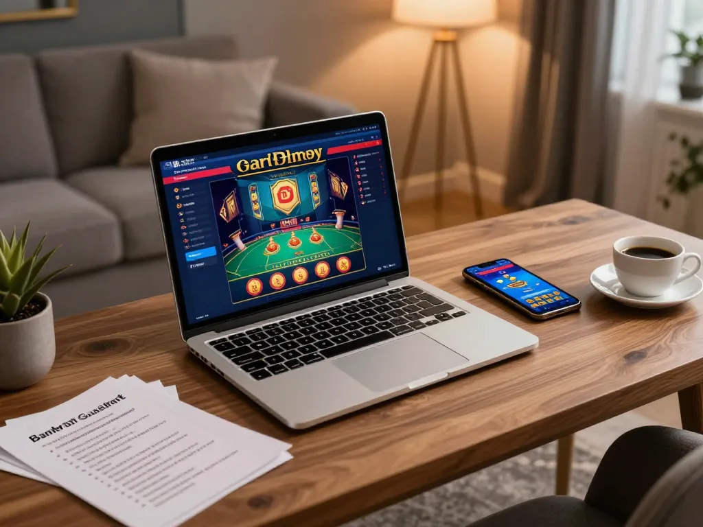 Engaging UGDEWA online gaming scene on a sleek laptop with a casual atmosphere.