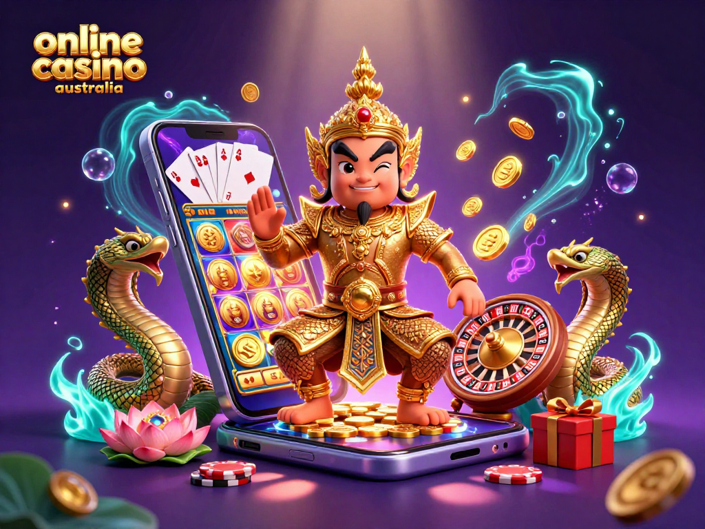 Engage with exciting games at online casino australia with vibrant pokies imagery and dynamic elements.
