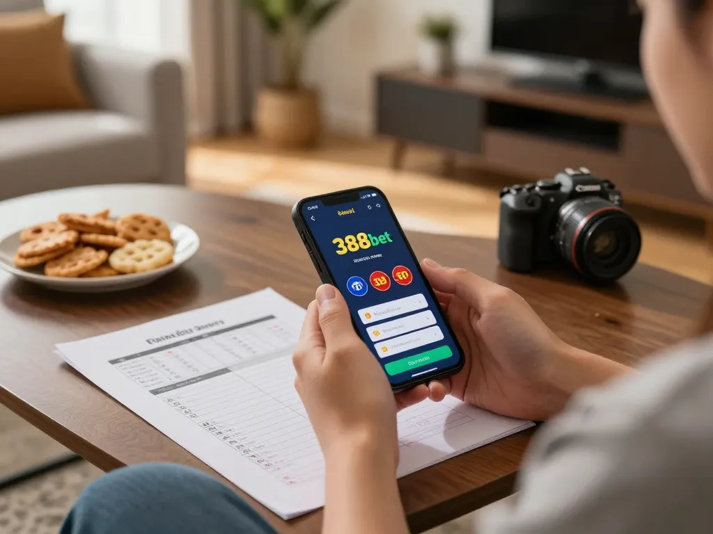 Engaging in online casino gameplay on nhà cái 388bet app, highlighting a strategic gaming setup.
