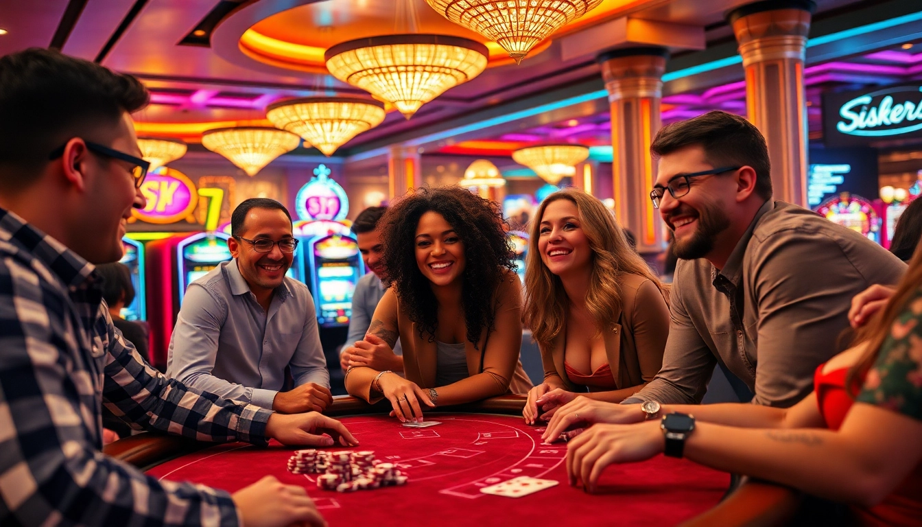 Players engaging in a thrilling sex game on a vibrant casino floor filled with excitement and luxury.