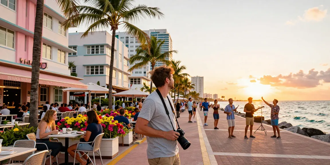 Pengunjung menikmati pemandangan kota Miami yang mempesona di https://miami4d.com/ saat matahari terbenam.