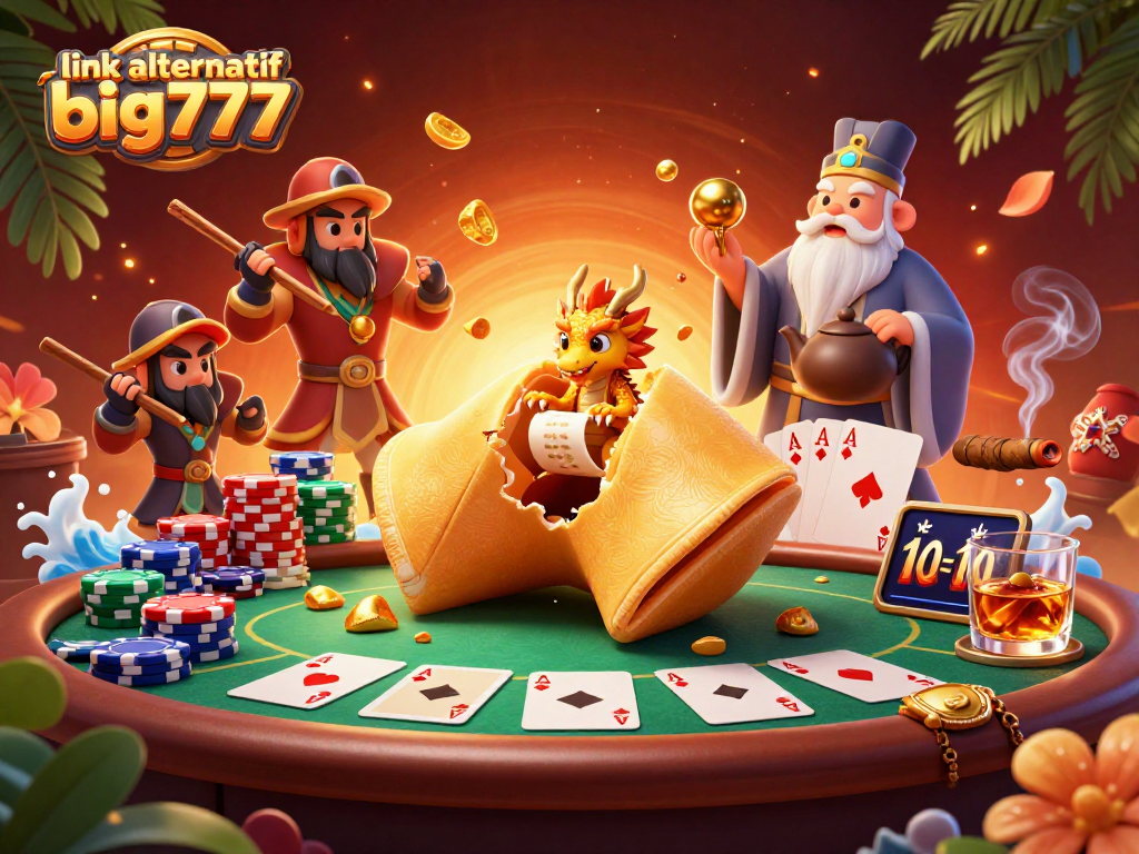 Experience the thrill of link alternatif big777 with a dynamic casino scene featuring cartoon characters.