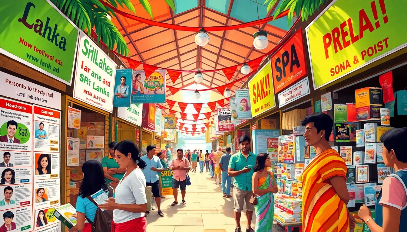 Lanka Ad marketplace scene showcasing vibrant local vendors and personal ads in Sri Lanka.