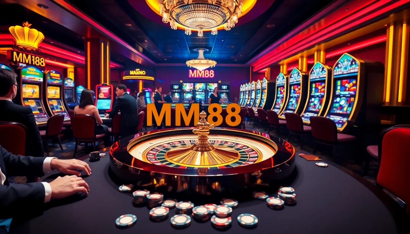 Experience thrilling gameplay at MM88's luxurious roulette table in a vibrant casino atmosphere.