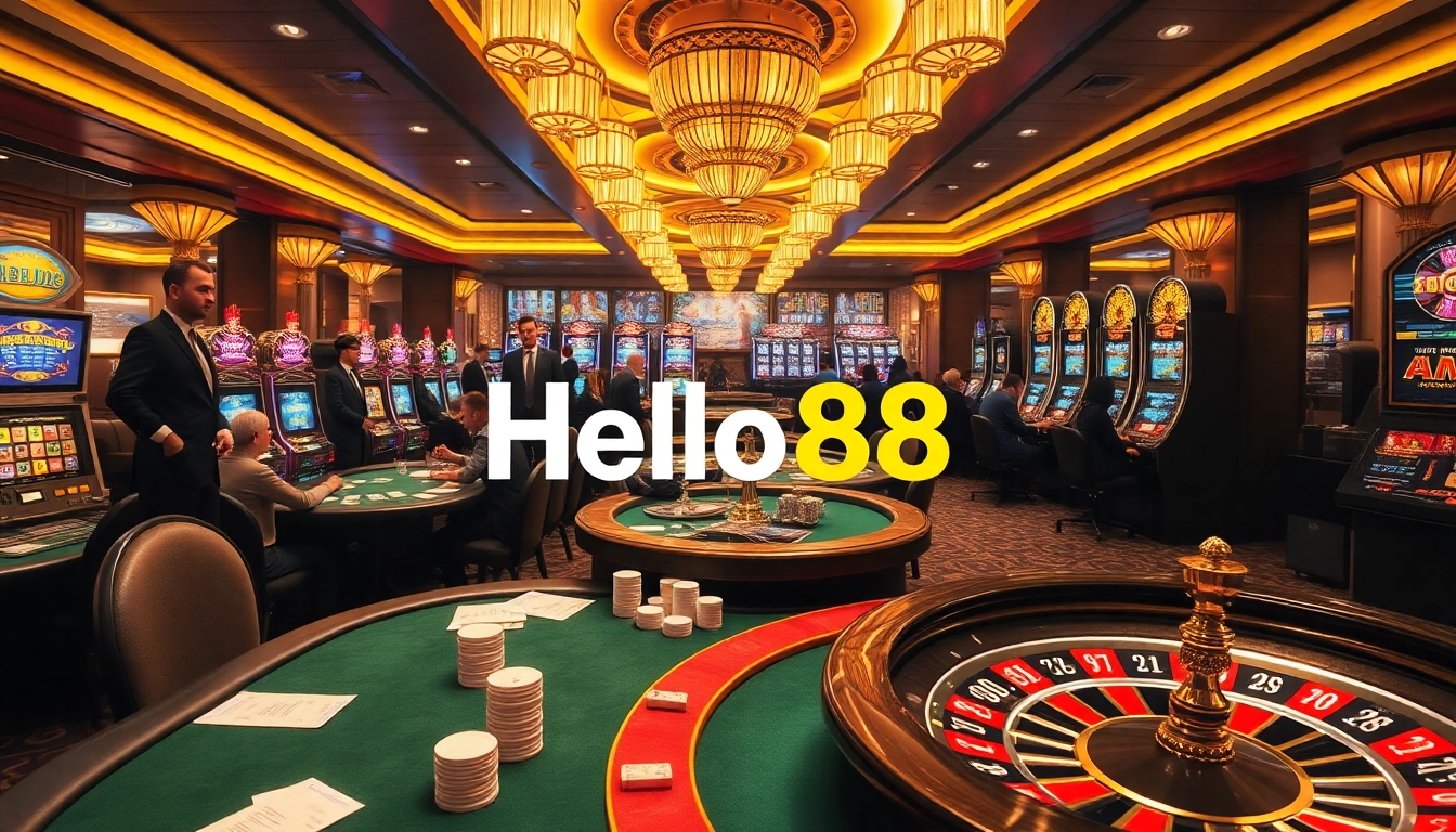 Experience the thrill of gambling at Hello88 with vibrant casino tables and exciting games.