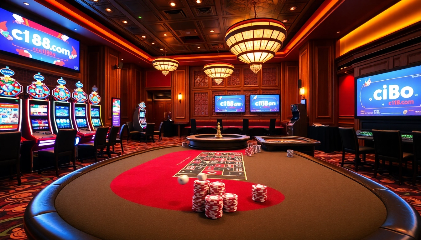 Engaged players experience the thrill of gaming at c168.com with vibrant slot machines and poker tables.
