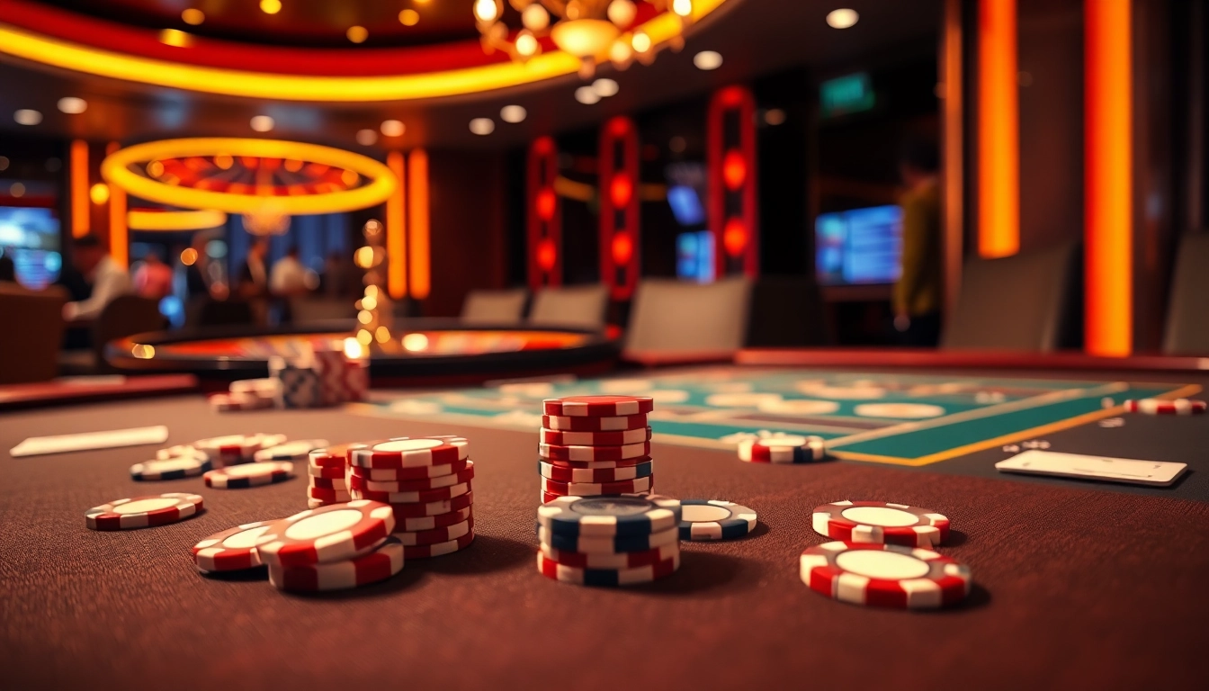 Engaged players at https://32win.capital enjoying an exciting poker game in a luxurious casino setting.