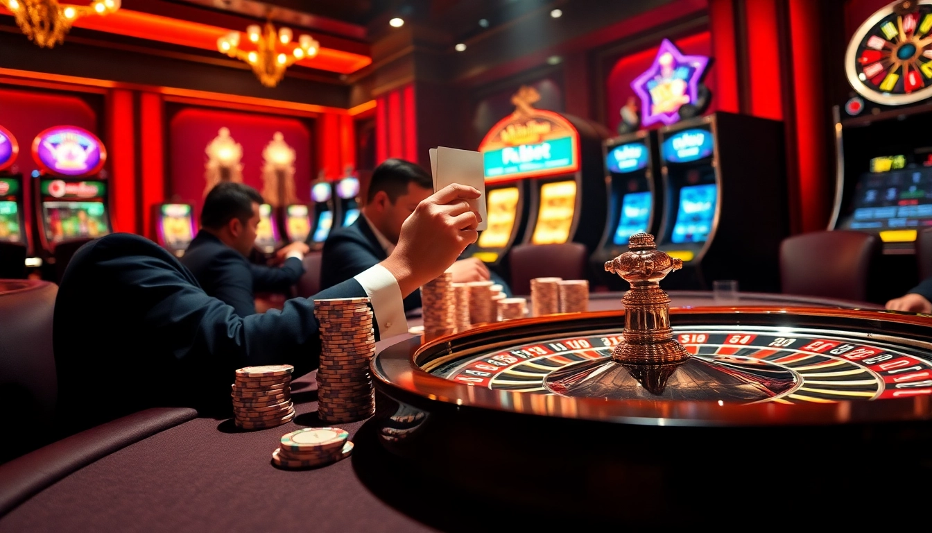 Experience high-stakes action at thabet with vibrant poker tables and luxurious casino ambiance.