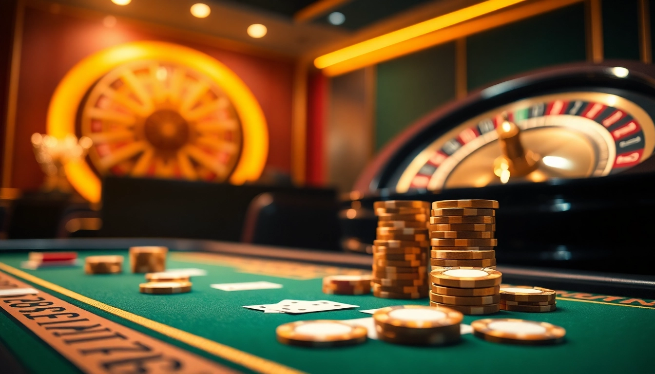 KJC Global enhances gaming excitement with premium casino visuals featuring roulette wheels and poker chips.