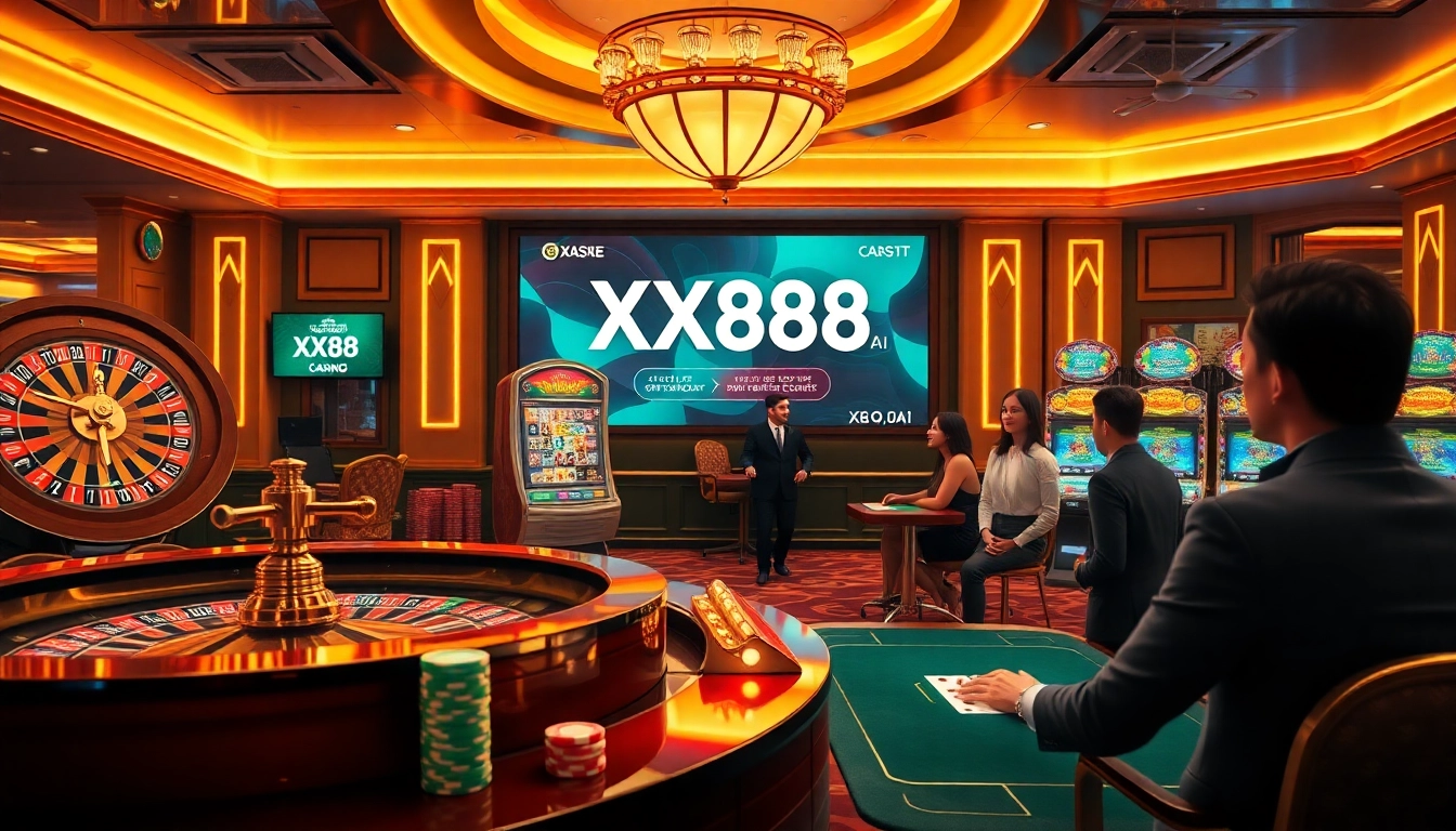 Experience a thrilling poker game at XX88.AI with vibrant poker chips and a digital casino interface.